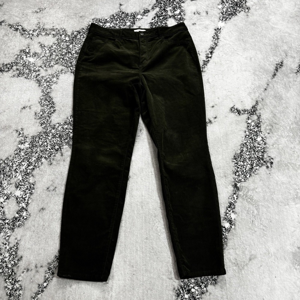 LOFT Women's Size 14 32 Olive Green Corduroy Straight Leg Pants Cotton Cords Y2K